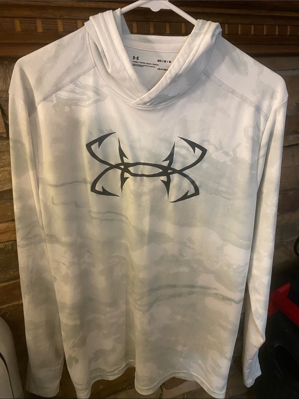 Under Armour White Camo Hoodie with Gray Logo